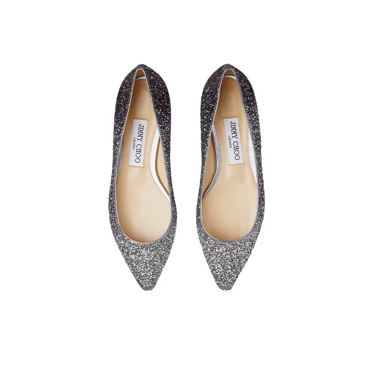 Jimmy Choo ROMY Flat Zhou Yangjie Casual Single Shoes Women's Charcoal Gray Gradient-3