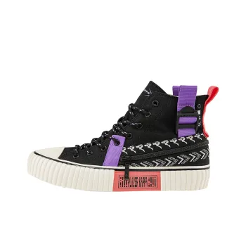 Kappa Player DJ Equipment Abrasion Resistant Coverage High Top Canvas Shoes Unisex Black Sea Shell Purple