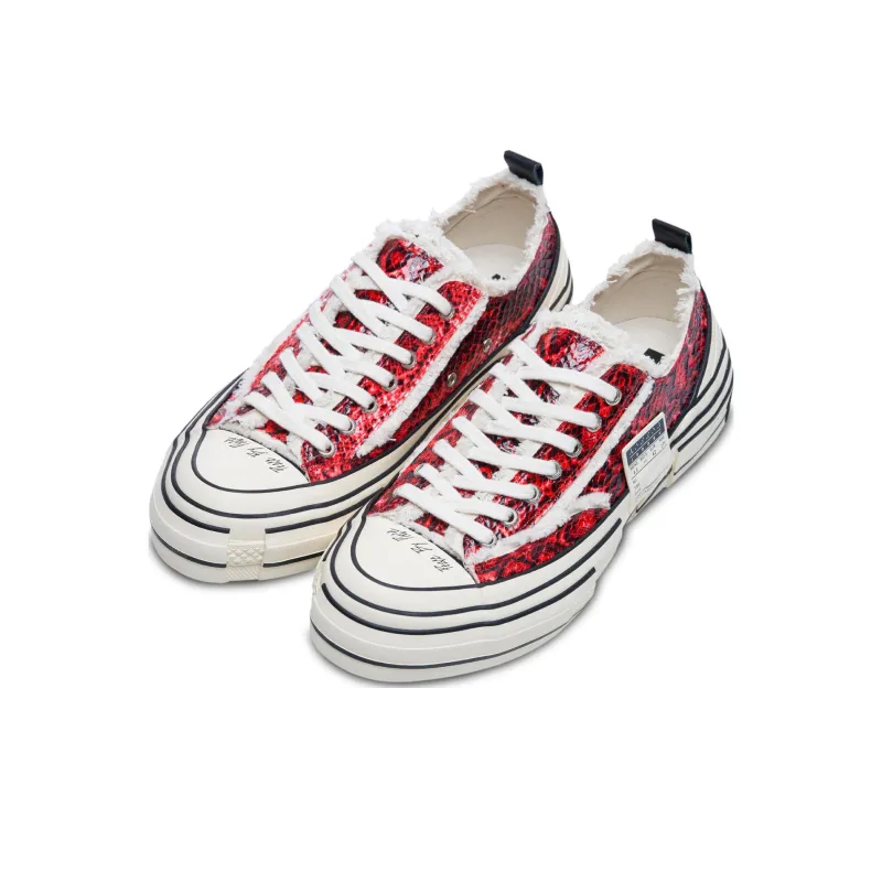 VESSEL G.O.P. Lows Python Pattern Anti Slip Wear Resistant Low Top Canvas Shoes Unisex Red-1