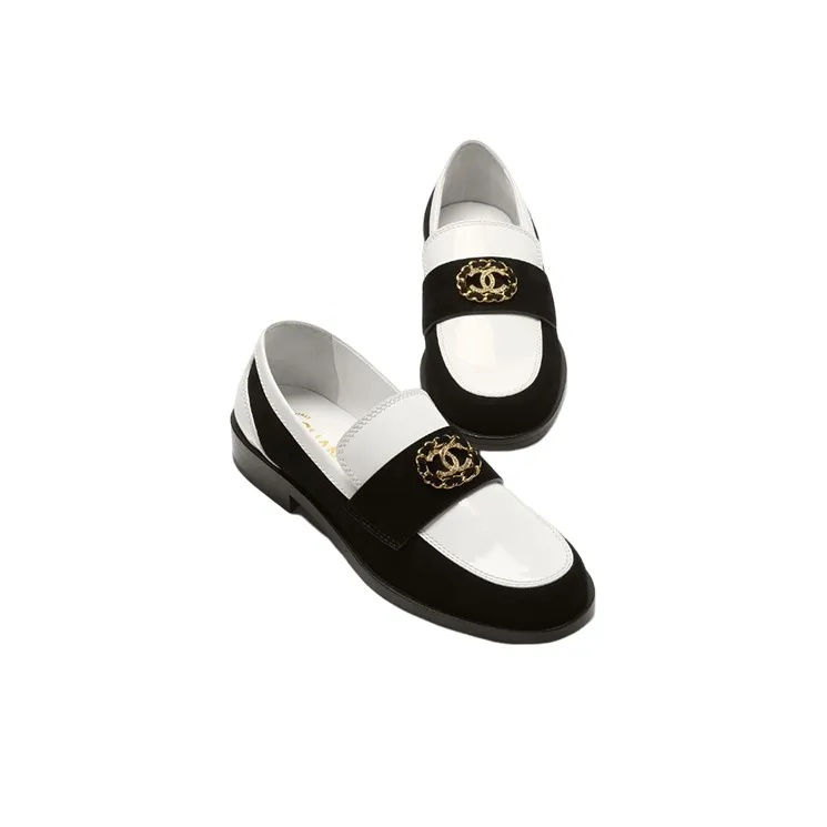 CHANEL Casual Single Shoes Women's Black White-3
