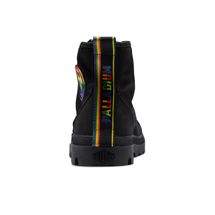 Palladium Pampa Smiley Pride Wear-Resistant Slip-Resistant High-Top Canvas Shoes Unisex Black-2