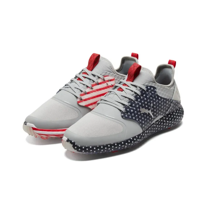 PUMA Ignite Pwradapt Golf Sport Shoe Caged Usa Gray/Red-2