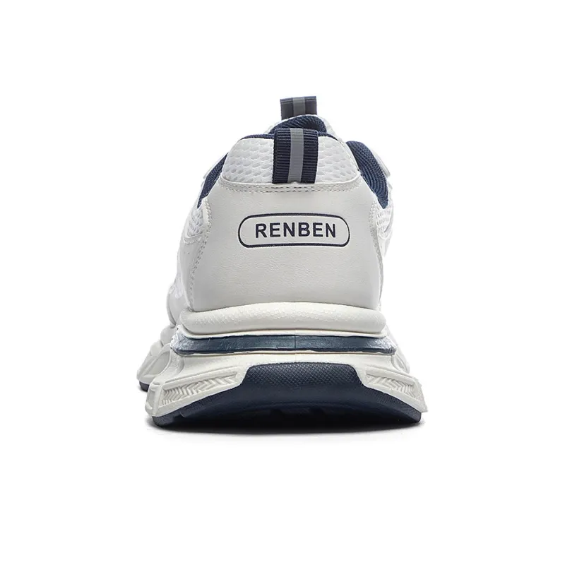 RENBEN Low Top Chunky Sneakers Men's White Blue-3
