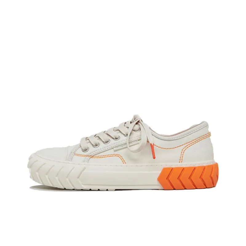 Both Canvas Shoes Women's Low Top White Orange-0