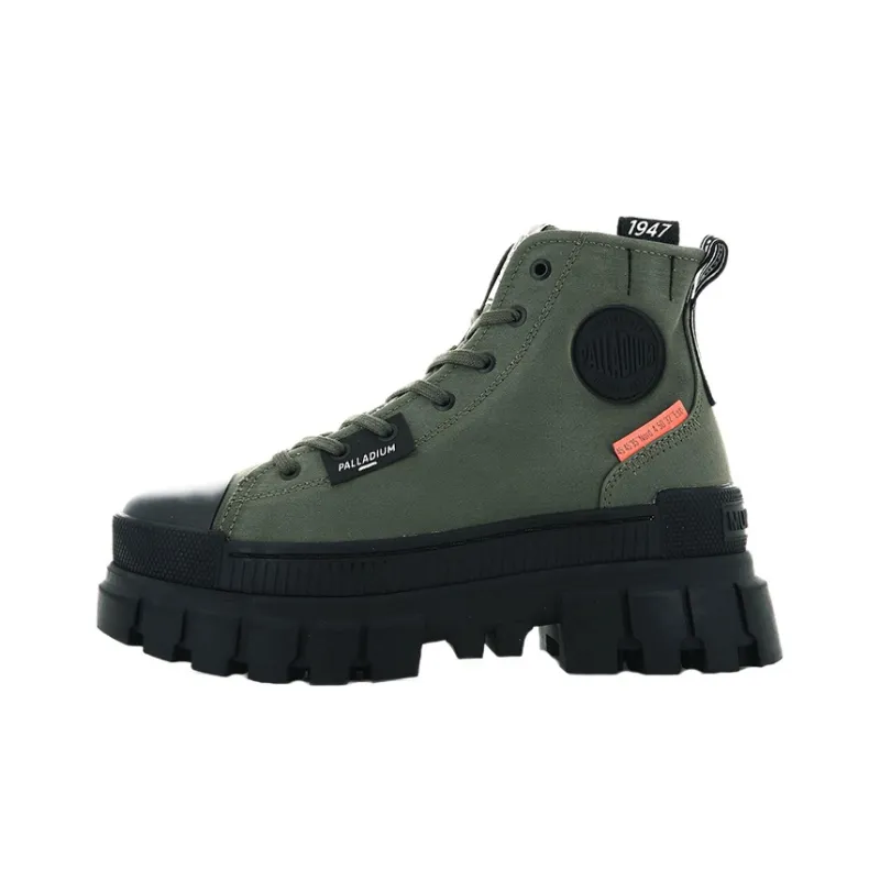 Palladium Revolt Hi Tx Star Slip Resistant, Abrasion Resistant, Breathable High Top Canvas Shoes Women's Army Green-0