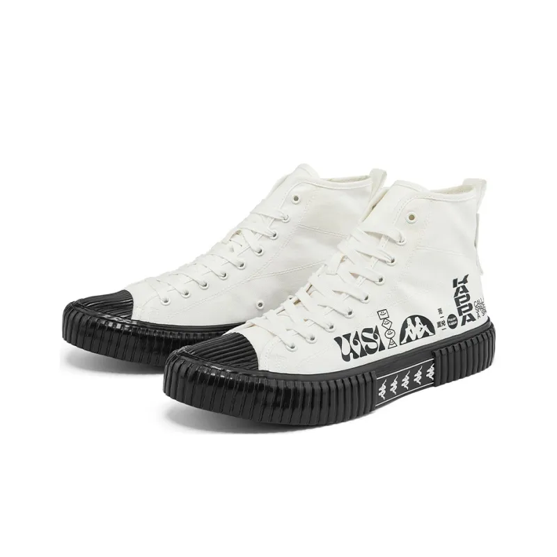Kappa Wear Resistant Breathable Coverage High Top Canvas Shoes Unisex Dark Gray-2