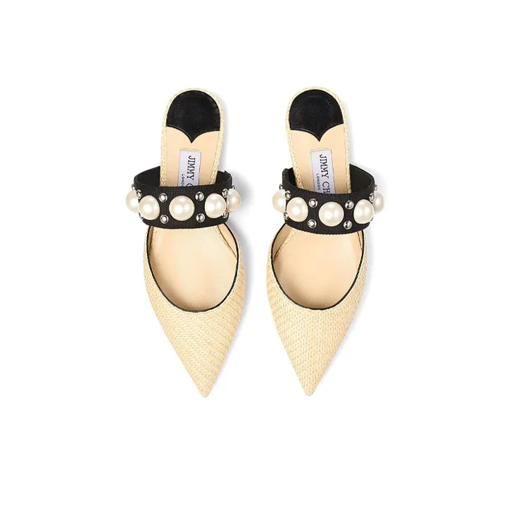 Jimmy Choo Basette Women's Casual Shoes Women's Beige White Black-3