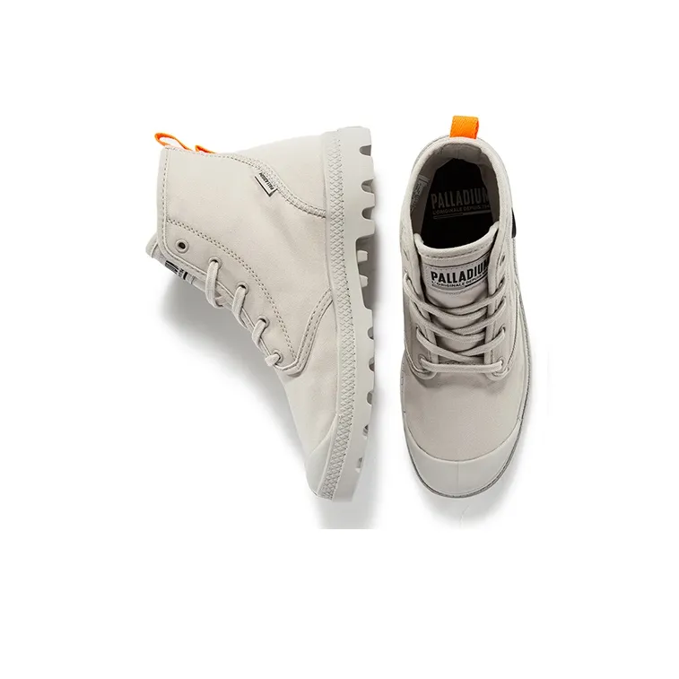 Palladium Pampa Hi Twill Wear-Resistant Slip-Resistant Cushioning High-Top Canvas Shoes Women's Moon Gray-3