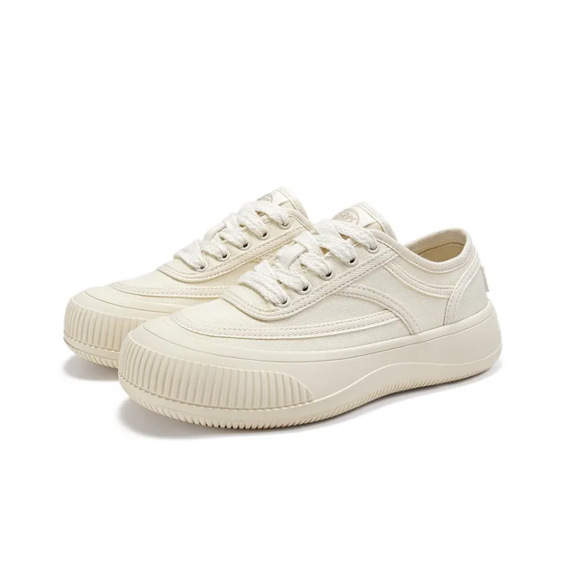 Feiyue Low-Top Platform Cookie Shoes Canvas Shoes Women's Beige-3
