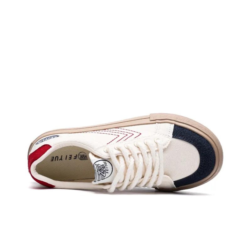 Feiyue Low Top Casual And Versatile Women's Beige Blue Red-2