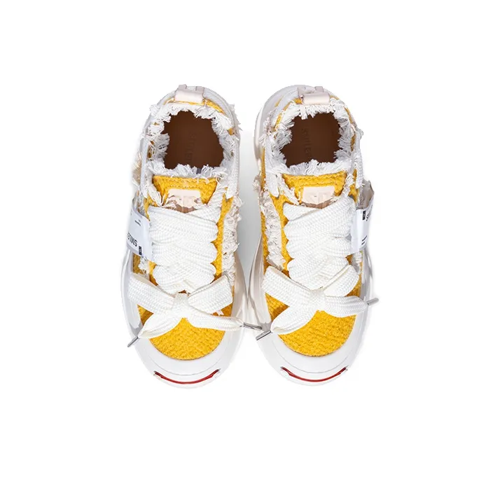 SMILEREPUBLIC Anti Slip Wear Resistant Low Top Canvas Shoes Unisex Yellow-3