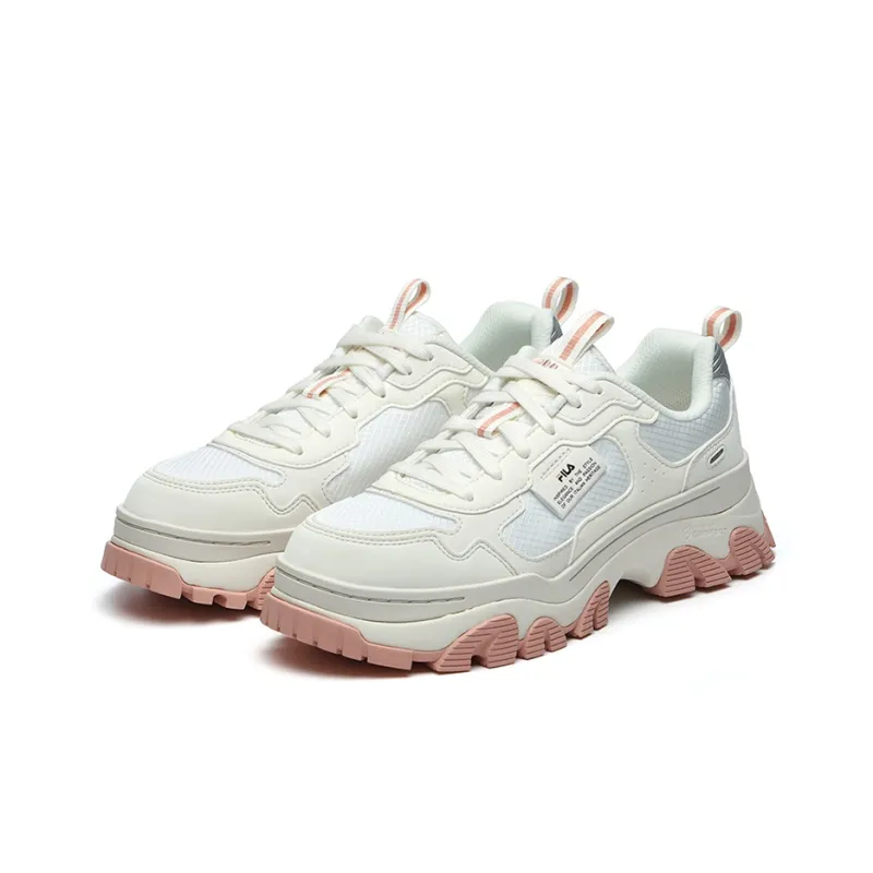 FILA HIKE Cushioning Anti Slip And Wear Resistant Low Top Chunky Sneakers Women's Pink White-1