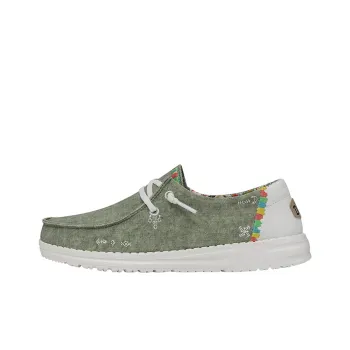 Heydude Women's Casual Shoes Women's Low-Top Olive Green/White