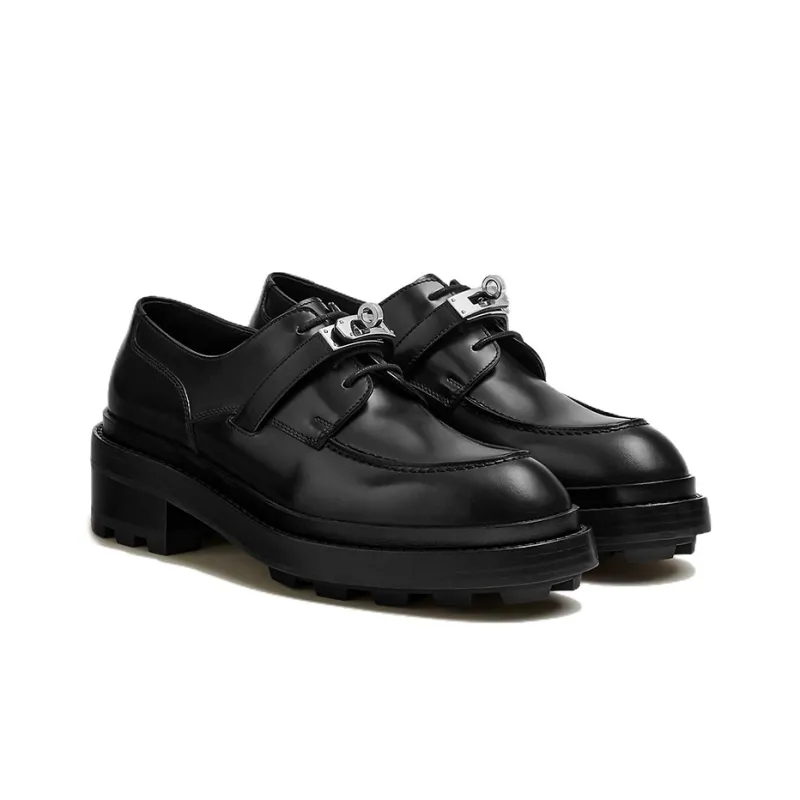 HERMES First Casual Single Shoes Women's Black-1