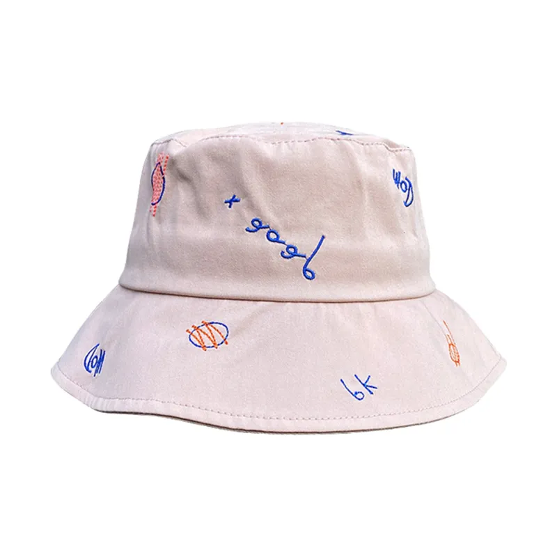 ALIEN BANG Cotton Bucket Hats Unisex Pink/Light Blue/White/Beige/Khaki/Black-0