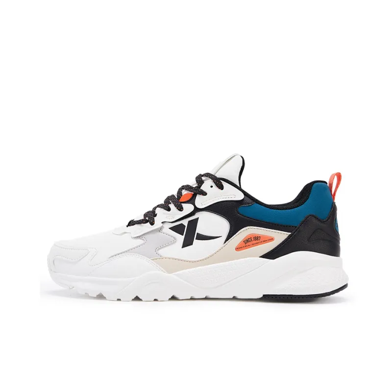XTEP Life Collection Anti Slip Wear Resistant Low Top Chunky Sneakers Men's White Black Blue-0