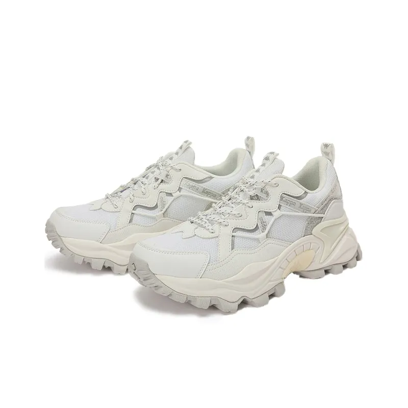 Kappa Cushioning Abrasion Resistant Height Increasing Support Low Top Chunky Sneakers Unisex White-3