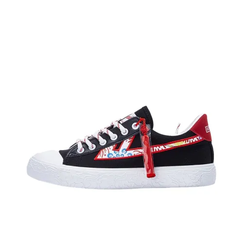 Warrior Warrior China Knot Anti-Slip Wear-Resistant Low-Top Canvas Shoes Unisex Black