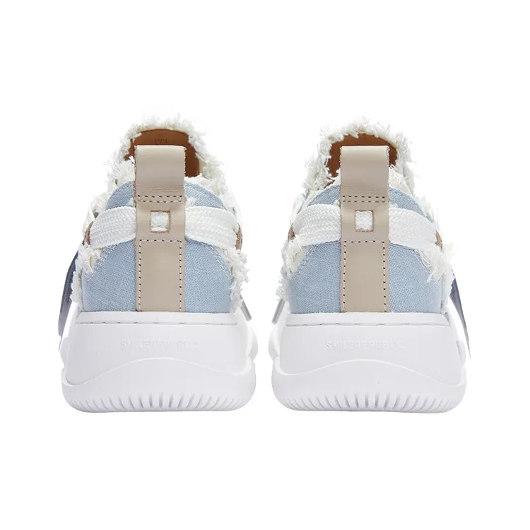 SMILEREPUBLIC Laugh Series Anti Slip And Wear Resistant Height Increasing Low Top Canvas Shoes Unisex Blue-4