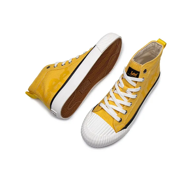 Lee Height Increasing Lightweight Breathable High Top Canvas Shoes Unisex Yellow Ochre-3
