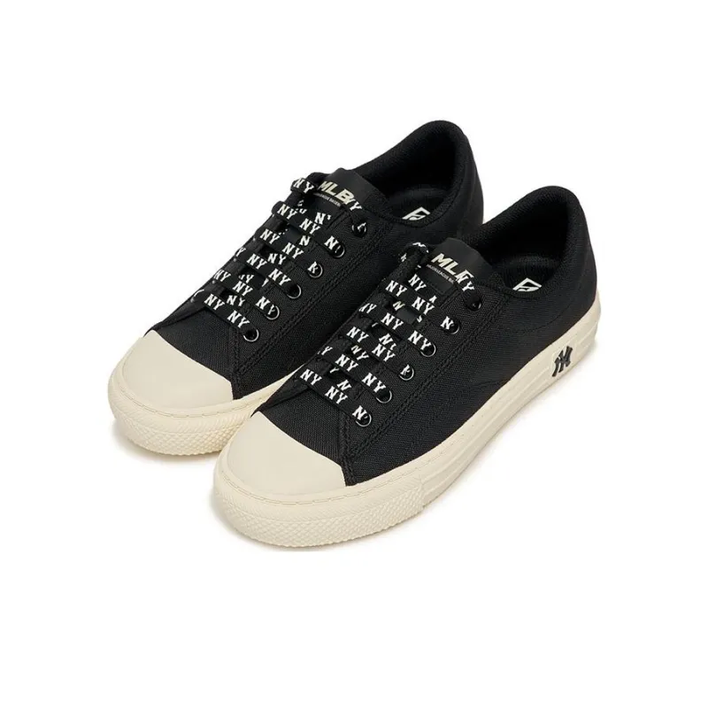 MLB Playball Wear Resistant Low Top Canvas Shoes Unisex Black Beige-2