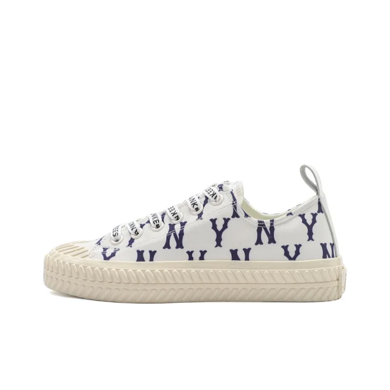 MLB Playball Monogram Wear resistant And Lightweight Low Top Canvas Shoes Unisex White-0