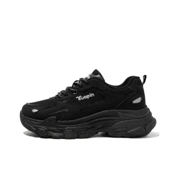 TUOPIN Abrasion Resistant Breathable Low Top Couple, Chunky Sneakers Unisex Black