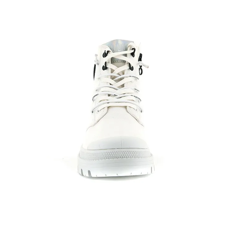 Palladium PALLABASE Metro Anti-Slip And Wear-Resistant Height Increasing Coverage High-Top Canvas Shoes Women's White-3