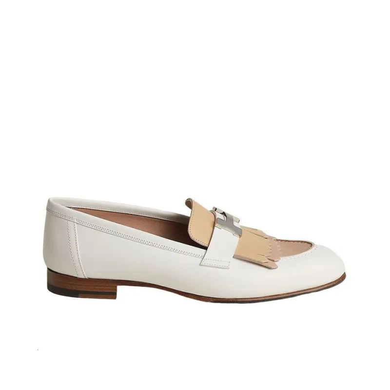 HERMES Royal Loafers Women's White-1