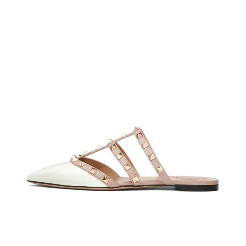 Valentino Rockstud Casual Single Shoes Women's Beige-0
