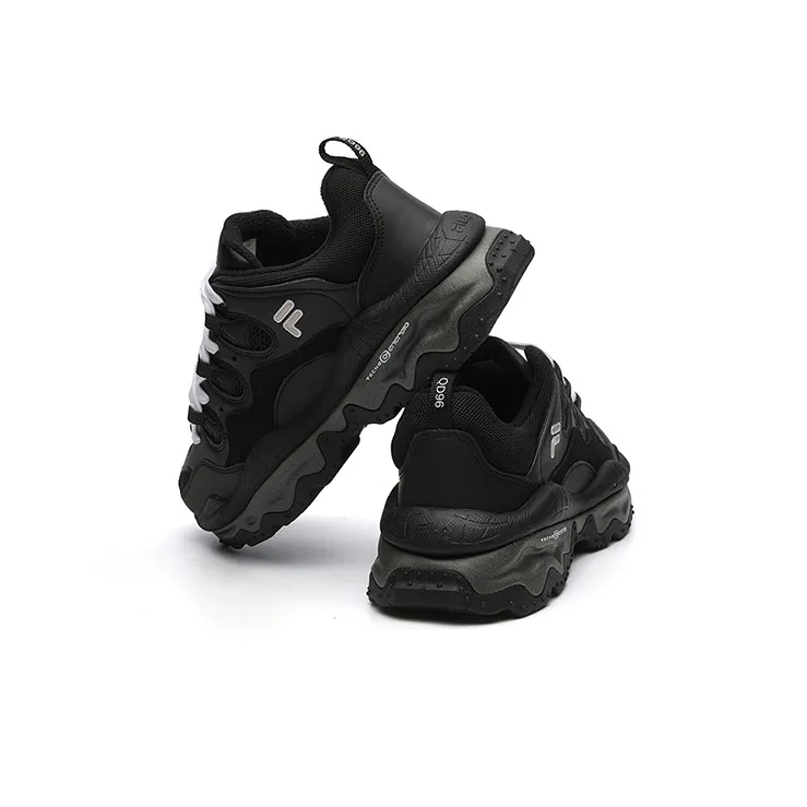 FILA FUSION QD96 Cushioning Anti Slip And Wear Resistant Low Top Chunky Sneakers Men's Black-3