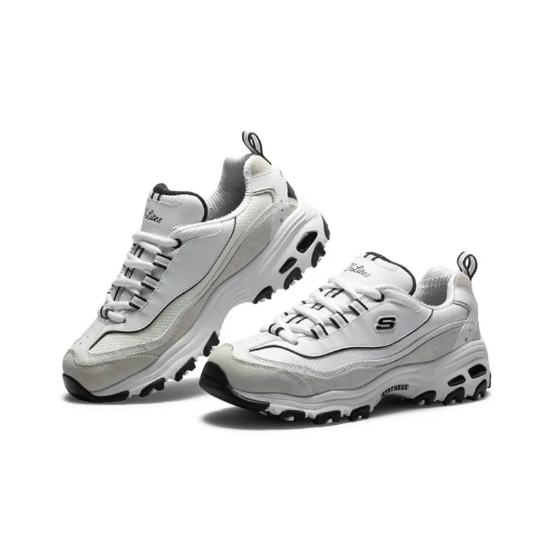 Skechers D'Lites 1.0 Chunky Sneakers Women's Low Top White/Light Gray-2