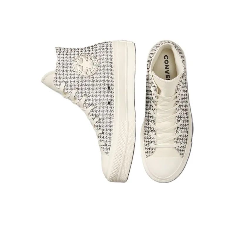 Converse Women's Chuck Taylor All Star Lift Platform High 'Houndstooth Shine Egret Pure Silver' Women's-3