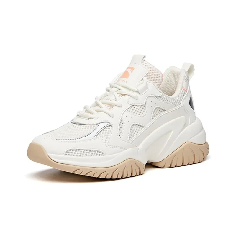 Anta Cushioned Anti Slip And Wear Resistant Lightweight Low Top Chunky Sneakers Women's Oat Gray-1