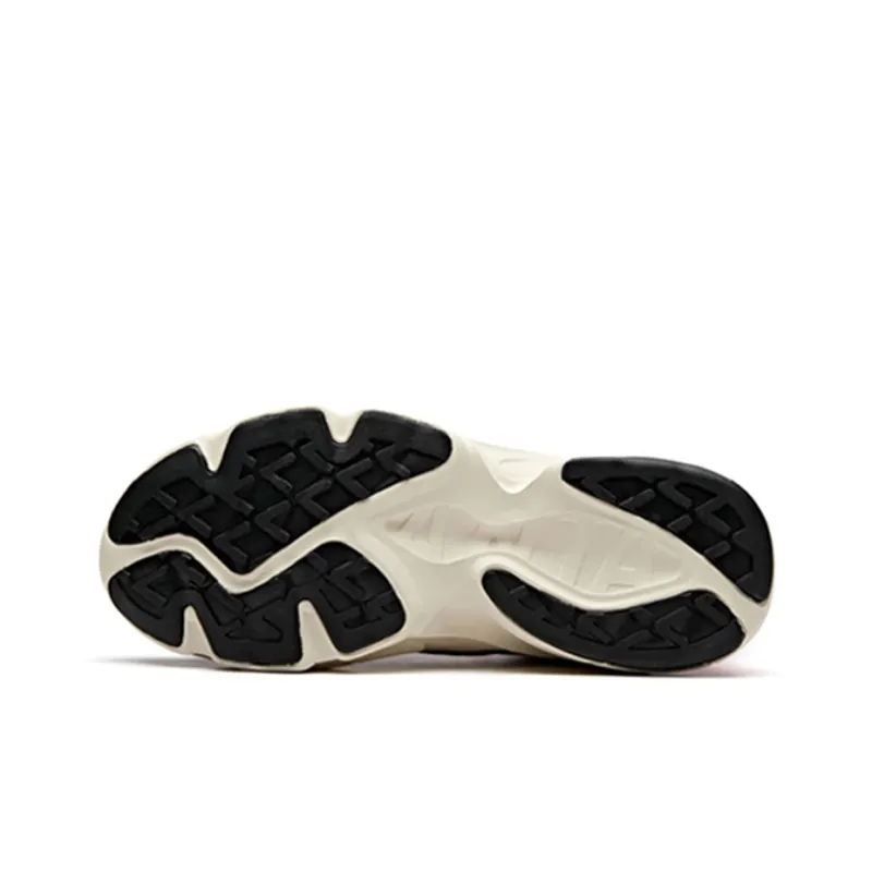 ANTA Chunky Sneakers Women's Low-Top Ivory White/Black/Crimson-5
