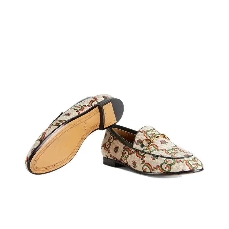 GUCCI Loafers Women's Beige Green 100th Anniversary-5