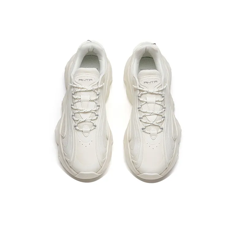 ANTA Life Collection Chunky Sneakers Women's Low Top Ivory White/Silver-3