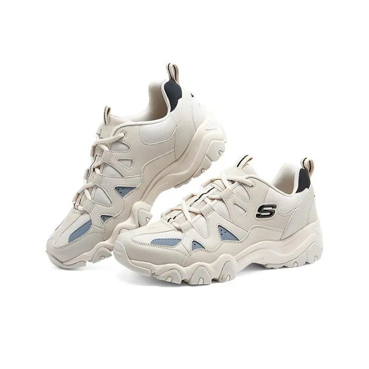 Skechers Cushioning Anti-Slip And Wear-Resistant Low-Top Chunky Sneakers Men's White Black-2