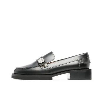 GANNI Crystal-button Leather Loafers