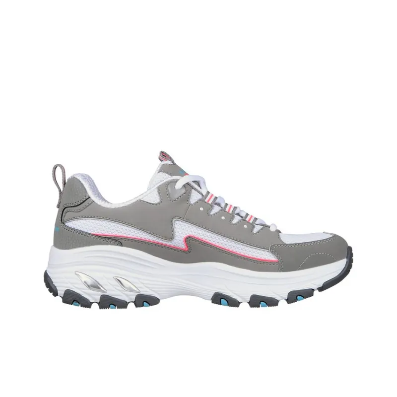 Skechers DLITES Cushioning Anti-Slip And Wear-Resistant Support Low-Top Chunky Sneakers Women's Gray Pink-1