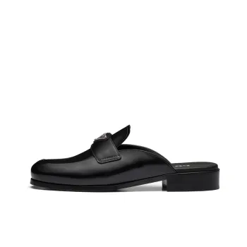 PRADA Brushed Leather Mules 'Black' Women's