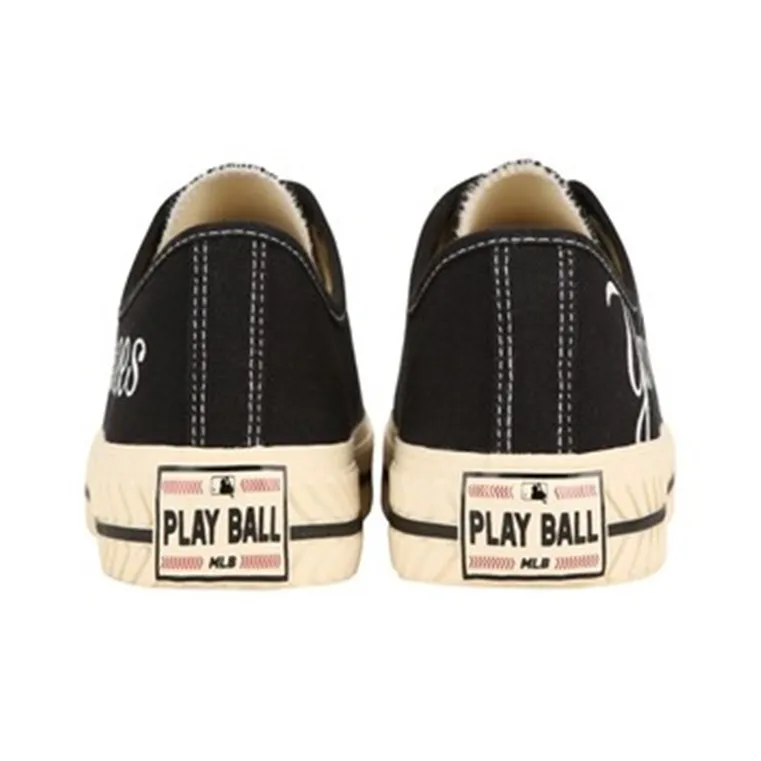 MLB Playball Anti Slip And Wear Resistant Lightweight Low Top Canvas Shoes Unisex Black-4