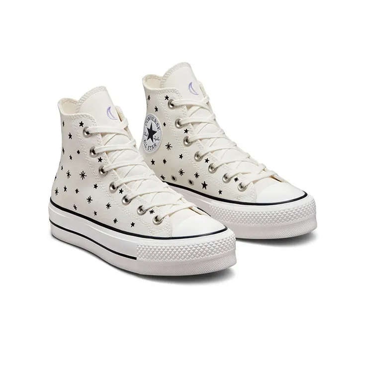 Converse Chuck Taylor All Star Lift Platform High 'Embroidered Stars Egret' Women's-2