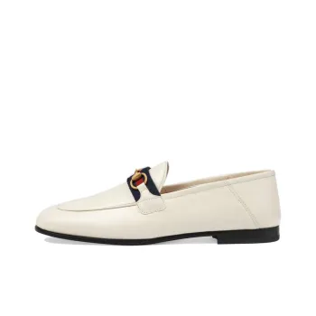 GUCCI Slip On Loafer With Web White Leather Women's