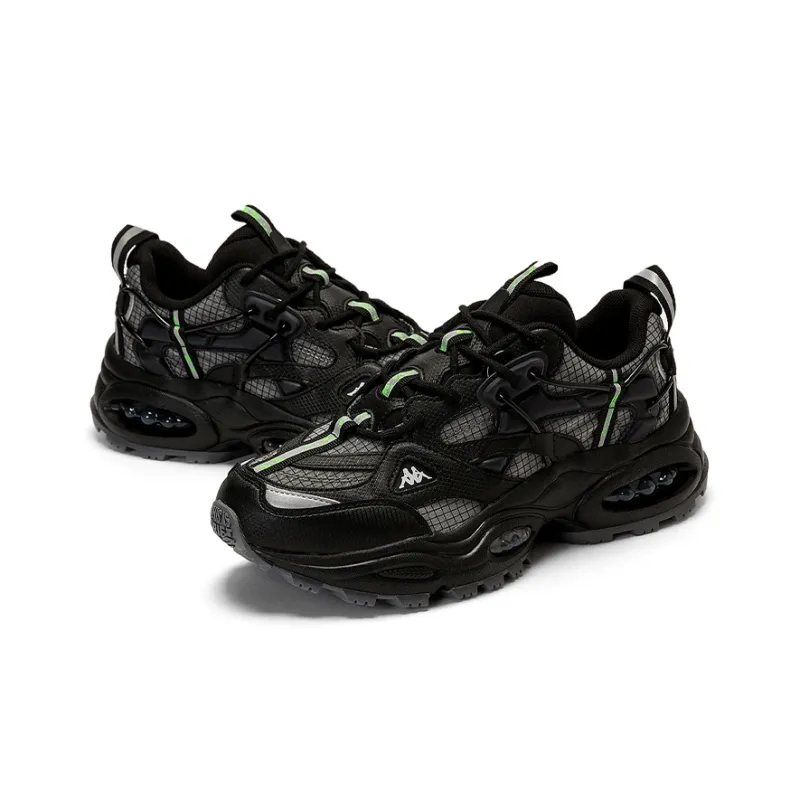 Kappa Cushioning, Slip Resistant, And Abrasion Resistant Low Top Chunky Sneakers Unisex Black Contour Gray-3