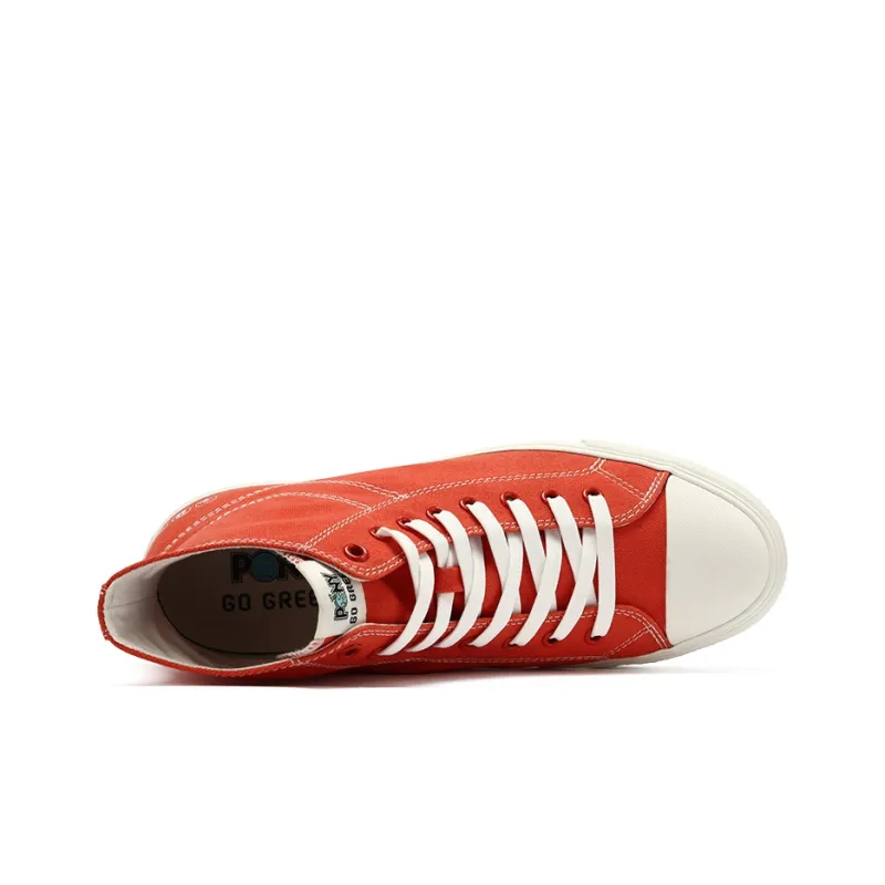 PONY Slip Resistant And Abrasion Resistant Coverage High Top Canvas Shoes Unisex Orange Red-3