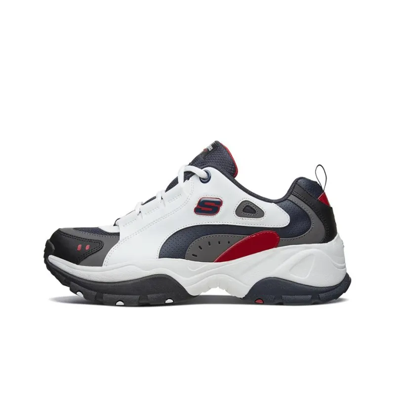 Skechers Kozmiks Cushioning Anti-Slip And Wear-Resistant Low-Top Chunky Sneakers Men's White Blue Red-0