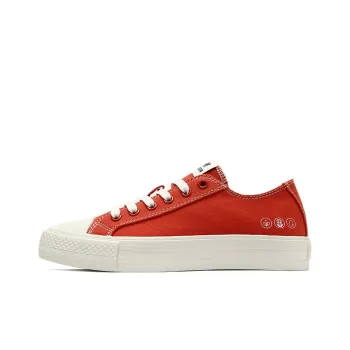 PONY Anti Slip And Wear Resistant Lightweight Low Top Canvas Shoes Unisex Orange Red