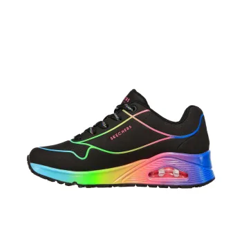 Skechers Uno Pop Of Sunshine Cushioning Anti-Slip And Wear-Resistant Low-Top Chunky Sneakers Women's Black