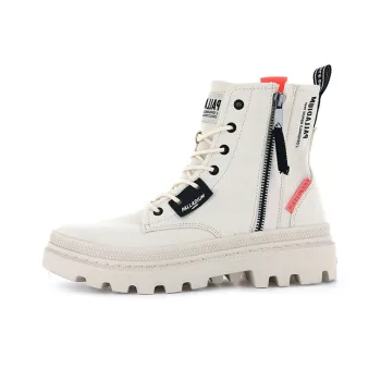 Palladium Pallatrooper Zip Anti-Slip Wear-Resistant High-Top Canvas Shoes Women's Khaki